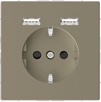 Розетка с заземлением +2xUSB тип A+A без рамки Schneider Electric Merten D-Life 1-м. сахара картинка